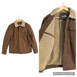 Retro Mens Corduroy Sherpa Trucker Jacket Fleece Lined Classic Casual Coat Sz XL